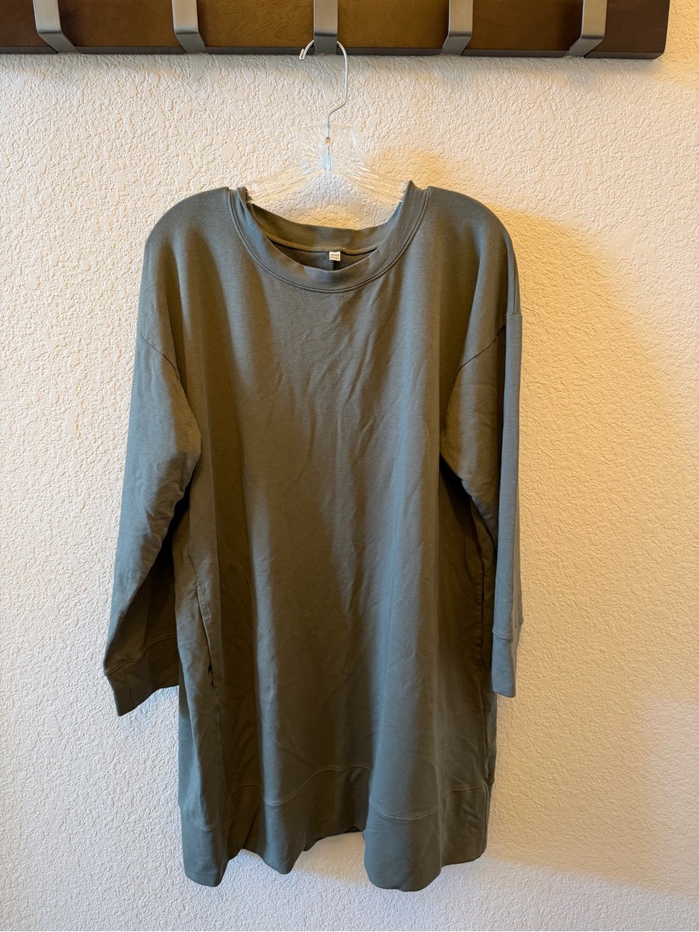 One Size Olive Green Oversized Sweatshirt Dress